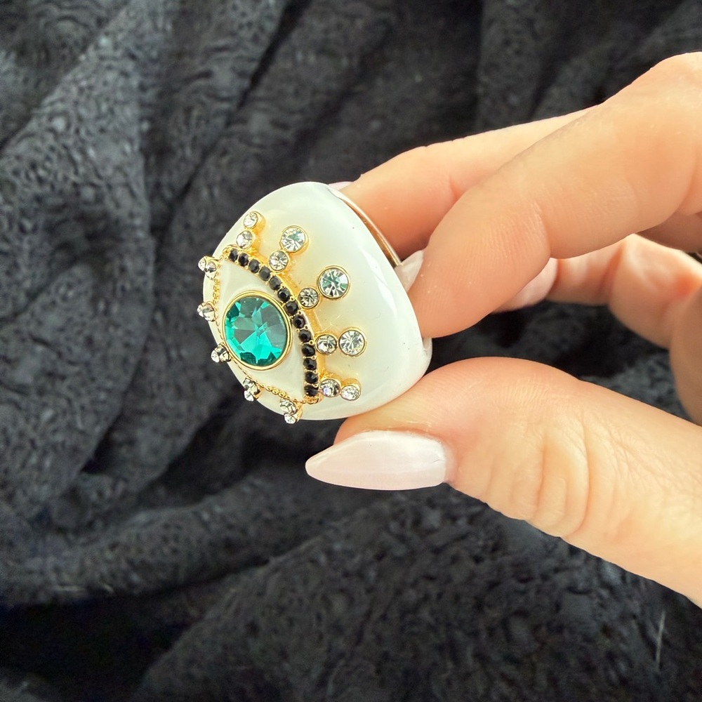 Kurt Geiger Gold and Teal Gem Ring